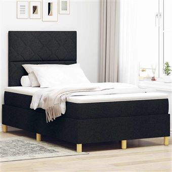 Cama Box Spring LED com Colchão vidaXL | Preto | 120 x 200 cm | tecido - 1
