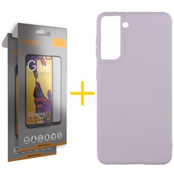 Conjunto 2 x Película de Vidro Full + Capa Accetel para Samsung S21 Plus | Silicone Líquido - Roxo - 1