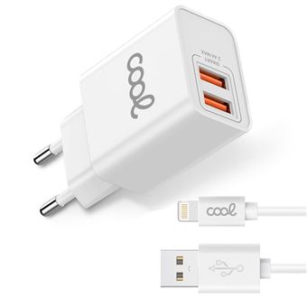 Carregador COOL para iPhone | 2 x USB | Cabo Lightning 1,2 m | 2,4 Amp - Vermelho - 1