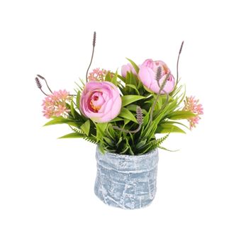 Vaso com Flor Rosa Artificial LPM | 20 cm - 1