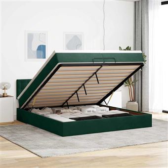 Estrutura de cama otomana com colchão vidaXL | 200x200 cm | verde escuro - 1