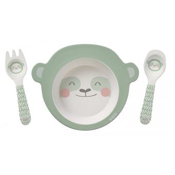 Conjunto de Louça de 3 Peças Saro de Bambu Preguiça Verde - 1