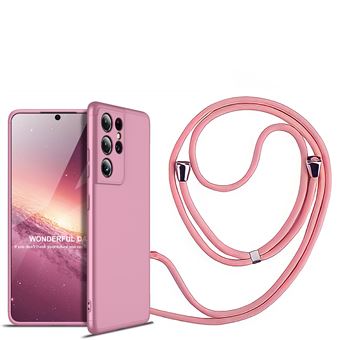 Capa Antiimpacto Slim Armor 360º com Cordão / Fita para Samsung S21 Ultra Rosa - 1