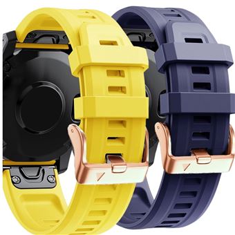 Pack Antiimpacto 2x bracelete Silicone fecho metal para Garmin Fenix 8 43mm amoled | Amarelo e Roxo - 1