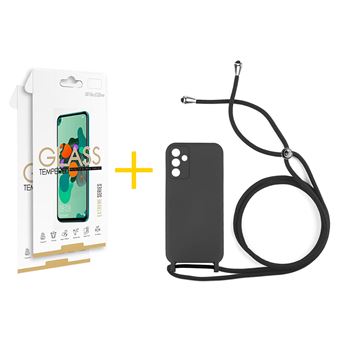 Pack 2 x Película de Vidro Temperado 2.5D + Capa Gandy  para Samsung Galaxy A54 5G | Gel Rope - Preto - 1