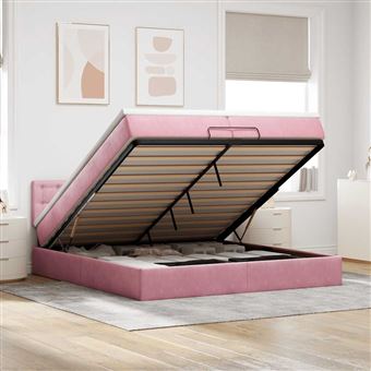 Estrutura de cama otomana com colchão vidaXL | 200x200 cm | veludo rosa - 1