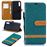 Capa PU Magunivers colorido sortido tecido jeans stand verde para Samsung Galaxy A50_0