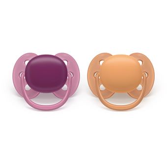 Chupeta Ultra Macia Philips AVENT Pacifier SCF093/03 ultra soft | Laranja, Roxo - 1