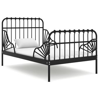 Estrutura de Cama Extensível vidaXL | Metal Preto | 80x130/200 cm - 1