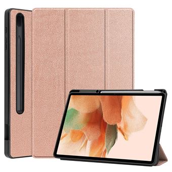 Capa Magunivers PU + TPU com porta tripla e porta caneta rosa dourado para Samsung Galaxy Tab S7 FE SM-T730/SM-T736 - 1