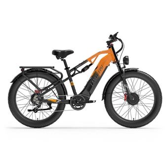 Bicicleta todo-o-terreno LANKELEISI MG800Max | Motor duplo de 2000 W | Pneus largos de 26? | Bateria de 20 Ah | Laranja - 1