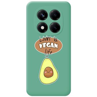Capa TUMUNDOSMARTPHONE de silicone líquido verde para Xiaomi Redmi Note 14 Pro 5G Vegan Life Design Desenhos - 1
