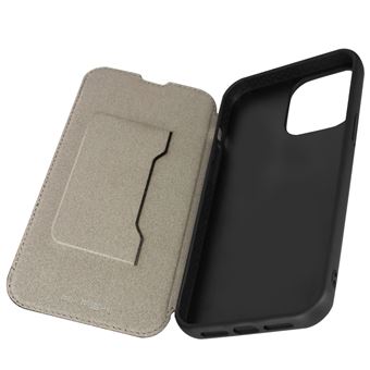 Capa Fólio Anymode Para Iphone 13 Pro Max Couro Genuíno Com Suporte Carteira E Vídeo Preto - 1