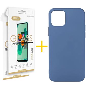 Conjunto Skyhe para iPhone 12 Pro Max | 2 x Película de Vidro + Capa Silicone Liso - Azul - 1