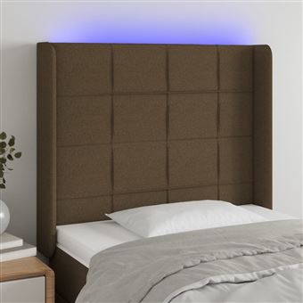 Cabeceira de cama vidaXL com luzes LED tecido 103x16x118/128cm castanho - 1