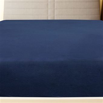 Lençol ajustável vidaXL | 90x200 cm | algodão jersey azul marinho - 1