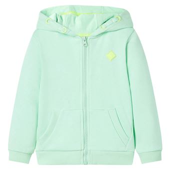 Sweatshirt para criança vidaXL | com capuz e fecho verde-brilhante 116 | 5 a 6 anos - 1