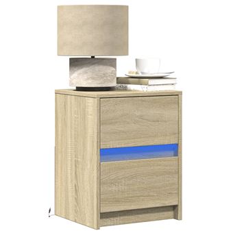 Mesa cabeceira com luzes LED vidaXL | derivados madeira carvalho sonoma - 1