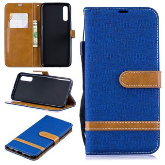 Capa PU Magunivers colorido sortido tecido jeans stand azul claro para Samsung Galaxy A50