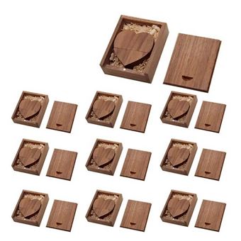 Pen Drive Jaster | 32GB  | Caixa Madeira Escura Formato Coração | 10 Unidades - 1