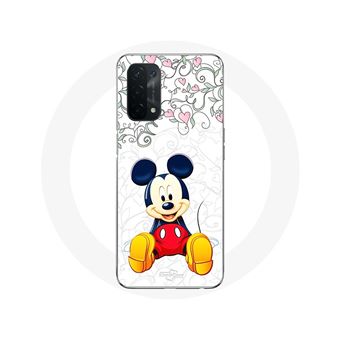 Capa Maniacase para Oppo A74 5G com o Mickey Mouse rodeado por flores e corações - 1