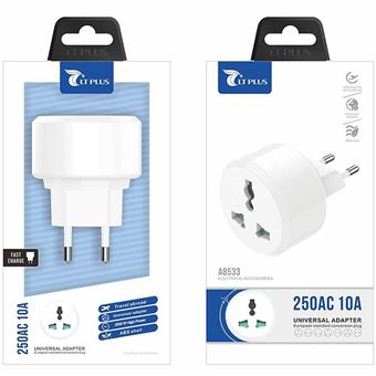 Adaptador / Conector Tomada Eléctrica Universal LT PLUS A8533  - Branco - 1