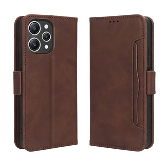 Capa FOXDOCK Protetora para Xiaomi Poco M6 Pro 5G | Suporte e Flip de couro PU | À Prova de Choque | Castanho - 1