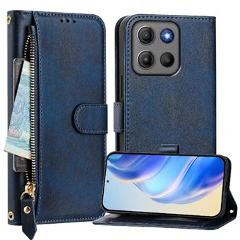 Capa Carteira ZURSANA para Motorola Moto G15 Power | Suporte | Zíper | Proteção Anti-Impacto  | Azul - 1