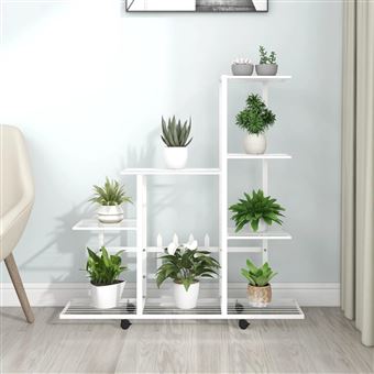 Suporte de Vasos vidaXL com Rodas | 94,5x25x92,5 cm | Metal Branco - 1