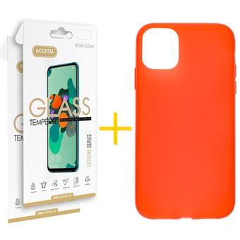 Conjunto Skyhe para iPhone 12 Pro Max | 2 x Película de Vidro + Capa Silicone Liso - Vermelho - 1