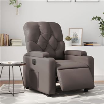 Poltrona reclinável elétrica vidaXL | couro artificial castanho - 1