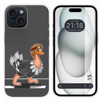 Capa Tumundosmartphone de silicone transparente para do iPhone 15 (6.1) desenhos de design de avestruz - 1