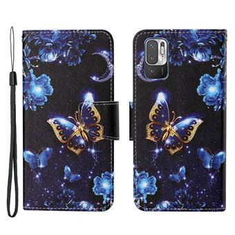 Capa PU + TPU Textura cruzada, com Suporte lua/borboleta para Xiaomi Poco M3 Pro 4G/5G/Redmi Note 10 5G/Redmi Note 10T 5G - 1