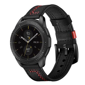 Pulseira de Couro Genuíno Magunivers 22mm 7 Pontos em Forma Preto para Huawei Watch GT/Samsung Galaxy Watch 46mm - 1