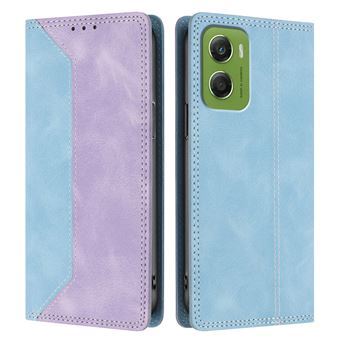 Capa FLOODKING para Motorola Moto G06 | Couro Premium Bicolor | Porta-Cartões | RFID | Suporte | Roxo - 1