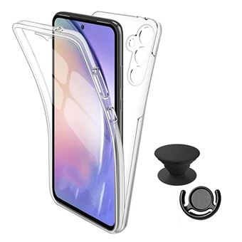 Kit Capa 360° Proteção Frente e Verso + 1 Handholder + 1 Suporte Handholder Preto GIFT4ME para Samsung Galaxy A56 5G | Transparente/Preto - 1