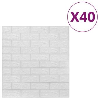 Papel de Parede 3D Autoadesivo Tijolos vidaXL | 40 Peças | branco - 1