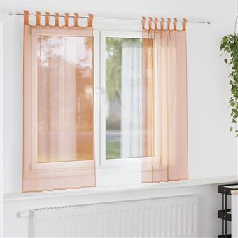 Cortinas de voile com laços vidaXL | 2 Peças | terracota 140x175 cm - 1