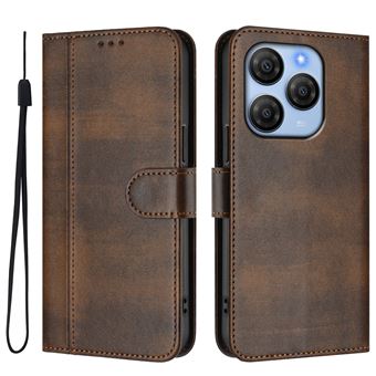 Capa FOXDOCK para Blackview Shark 9 5G | Estilo Vintage | TPU com Textura de Pele Antiderrapante | Compartimentos para Cartões e Suporte | Castanho - 1