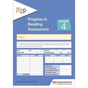 New Pira Test 4, Summer Pk10 Progress In Reading Assessment - 1