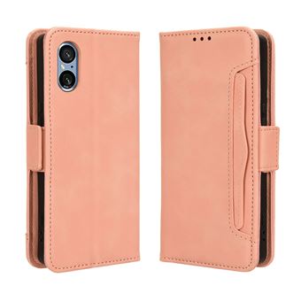 Capa FOXDOCK Protetora para Sony Xperia 5 V 2023 | Suporte e Flip de couro PU | À Prova de Choque | Rosa - 1