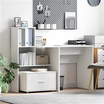 Mesa vidaXL | com gaveta Branco | 131.5 x 50 x 106.5 cm | Madeira processada - 1