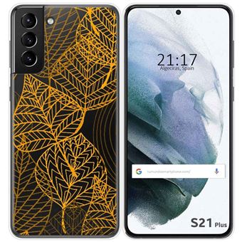 Capa Tumundosmartphone de Gel Transparente para Samsung Galaxy S21+ Plus 5G Design Folhas Desenhos - 1