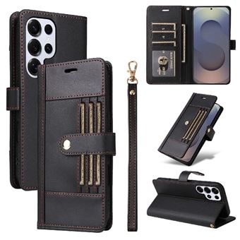 Capa Carteira Flip ZURSANA para Samsung Galaxy S25 Ultra com Bloqueio RFID | Pulseira e 6 Porta-Cartões - Preto - 1