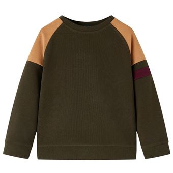 Sweatshirt para criança | vidaXL | caqui-escuro e camel 140 | 9 a 10 anos - 1