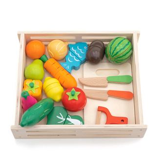 Bandeja de Comida Montessori Robincool Eco Fruit | Legumes Magnetizados e 17 Acessórios Incluídos | Madeira Ecológica - 1