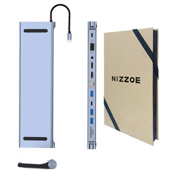 Adaptador Hub 11 em 1 Nizzoe Type C para VGA HDMI RJ45 USB3.0 SD - 1