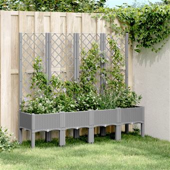 Vaso/floreira jardim com treliça vidaXL | 160x40x142 cm | PP cinzento-claro - 1
