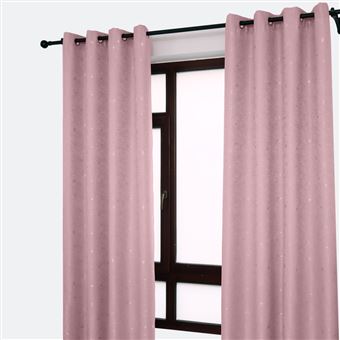 Cortina de Cambraia Lisa BOD HOME | Rosa com Estrelas | 140x260cm - 1