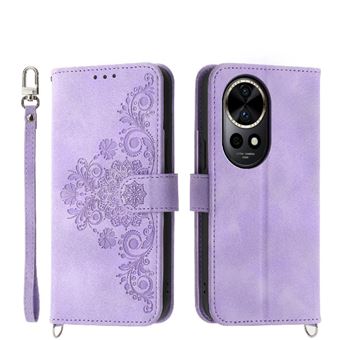 Capa ZURSANA para Huawei Nova 12 Pro | Pele com Fecho de Encaixe para Colar + Cordão em Pele | Roxo - 1